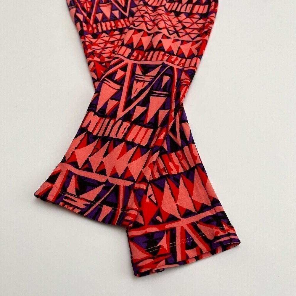 LuLaRoe Red & Purple Geometric Pattern Leggings, Lularoe Patterned Leggings Q9 - Picture 3 of 7
